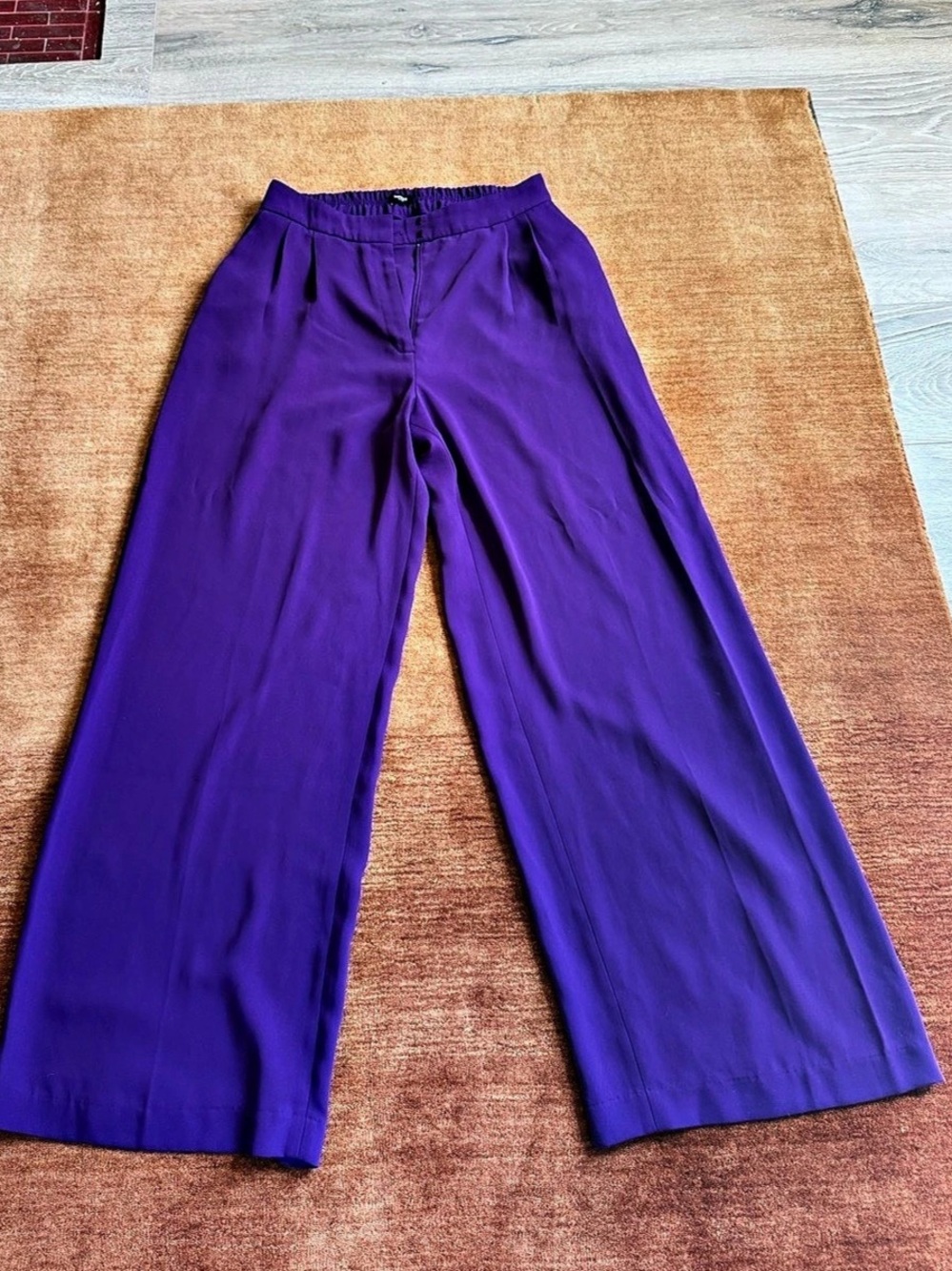 Express Stylist Super High Waisted Pleated Wide Leg Pant Purple
